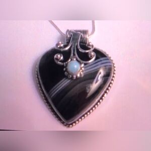 Botswana Agate Larimar 925 Sterling Silver Necklace